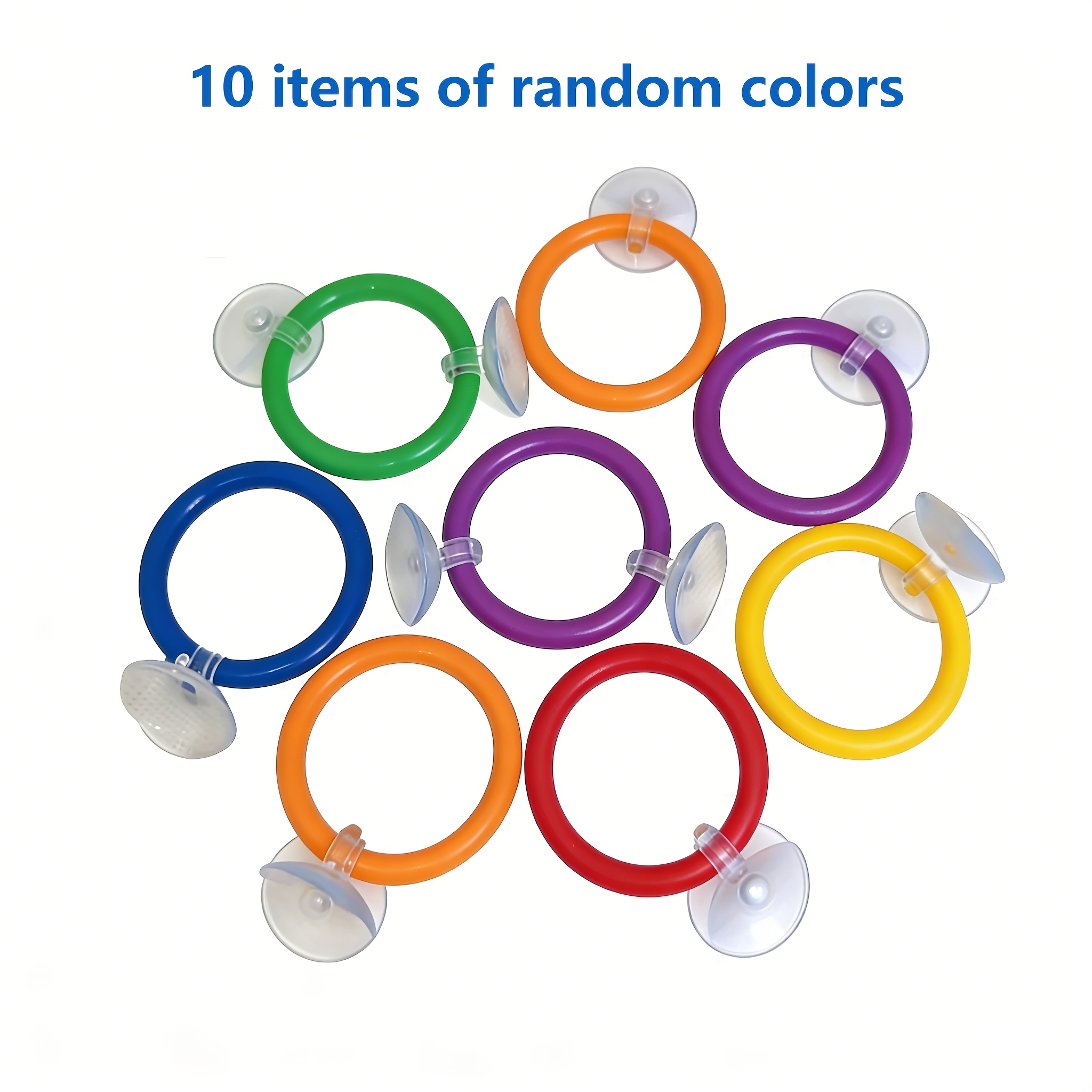 TEMU 10pcs Colorful Betta Fish Training Ring Set, Fish Teaser For Tail Spreading And Flaring Training, Interactive Suction Cup Practice Rings,