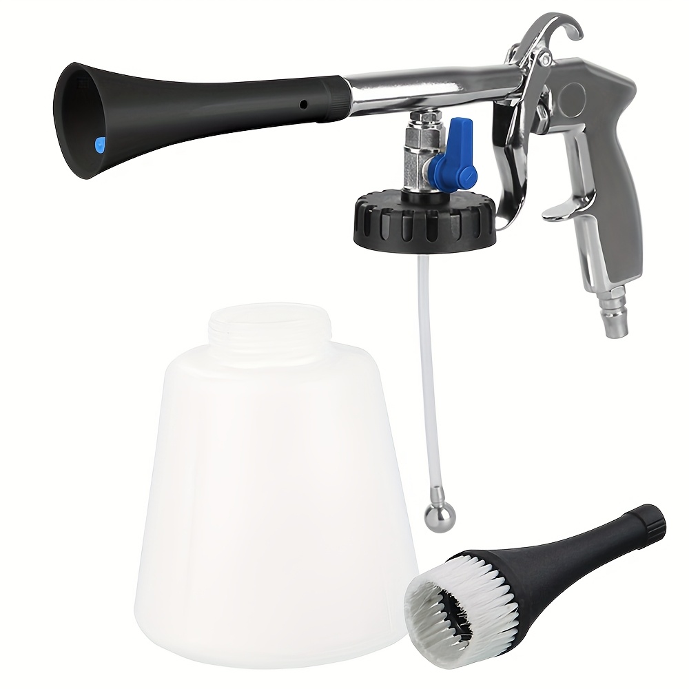 TEMU 1 Liter Car Interior High Pressure Cleaning Gun, Car Seat Cleaning Kit, 1 Liter Capacity, Washing Kit And Brush, White Spray Bottle, Black Spray