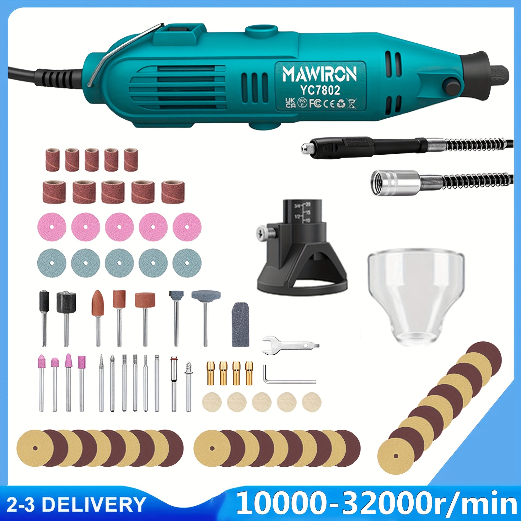 Image of 135w Rotary Multi Tool Sets, 6 Variable Speed 10000-32000rpm, Mini Grinder Set With 80pcs Additions, Keyless And Flex Shaft, Grinder, Drilling, Engraving, Cutting, Polishing For Craft Projects And