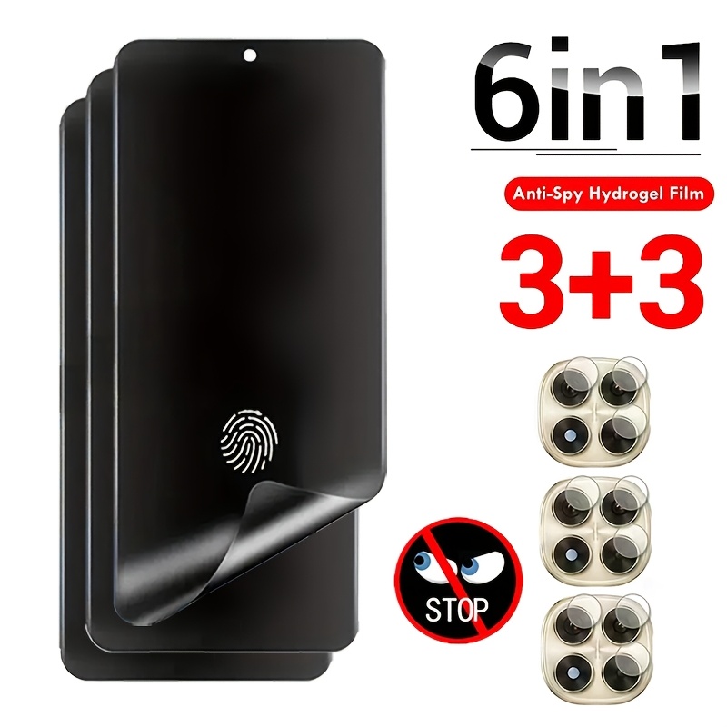 TEMU 6-in-1 3pcs Privacy Hydrogel Screen Protector   3pcs Camera Lens Protector, Tpu Soft Film, Compatible With Xiaomi Redmi Note 15 Pro  5g/note 15