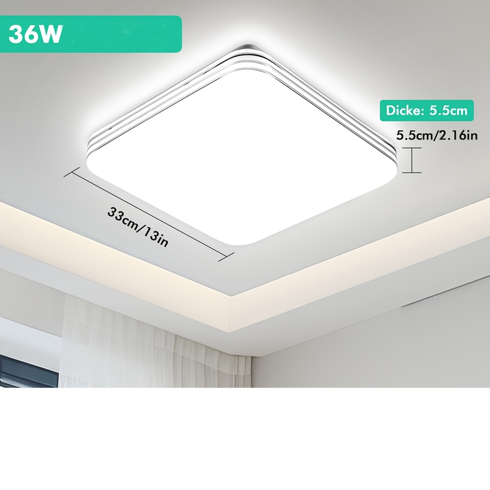 TEMU 36w Led Ceiling Light, Ultra- Ceiling Light, Cool White Light 6500k, Square Ceiling Light, Suitable For Bathroom, Living Room, Bedroom, Hallway,