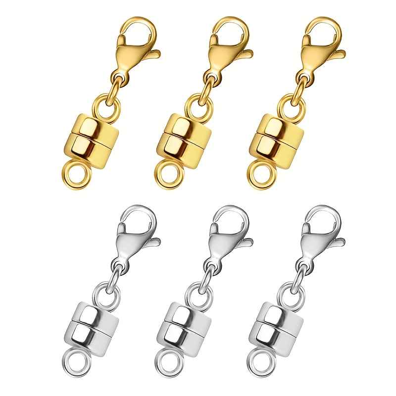 Magnetic Necklace Clasp With Lobster Clasp, Golden And Silvery Magnetic Jewelry Clasps For Necklace Extender Bracelet Closures