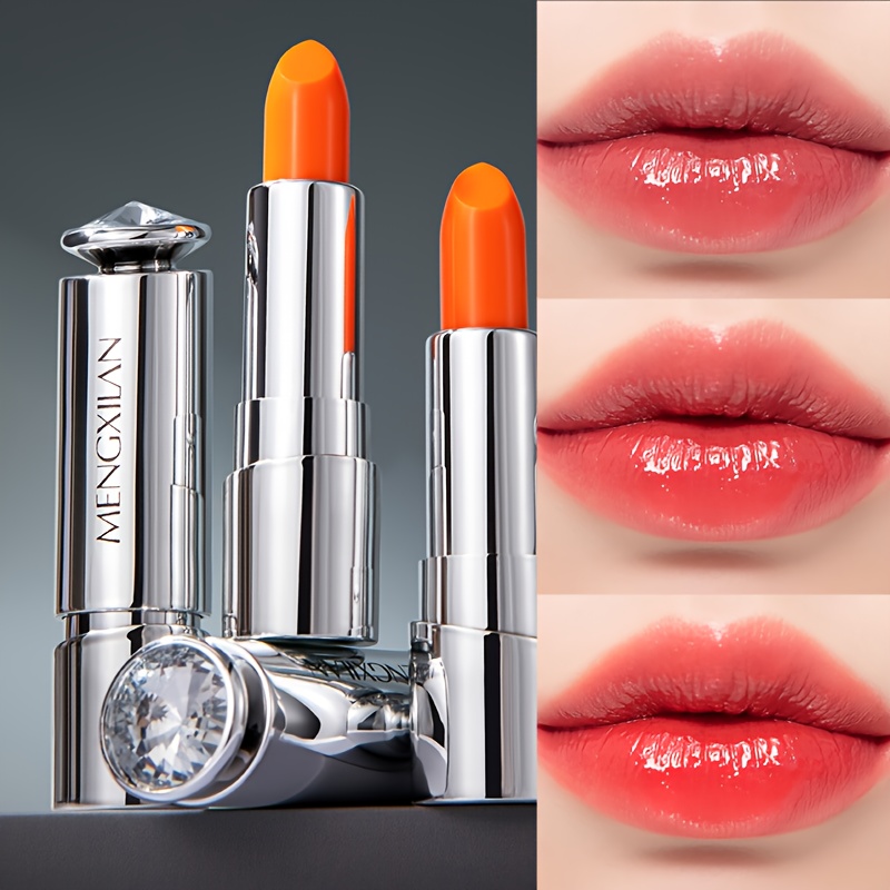 mercilen color changing lip balm with natural plant   essential oils self lit   hydrating brightening lip gloss balm 3 8  with applicator tip orange shades sensitive light beige safe valentines day gift for women men all light beige types long lasting moisture color changing effect luxurious lip care   lips   included tinted lip balm for women long lasting moisturizing lip balm lip balm for school 5