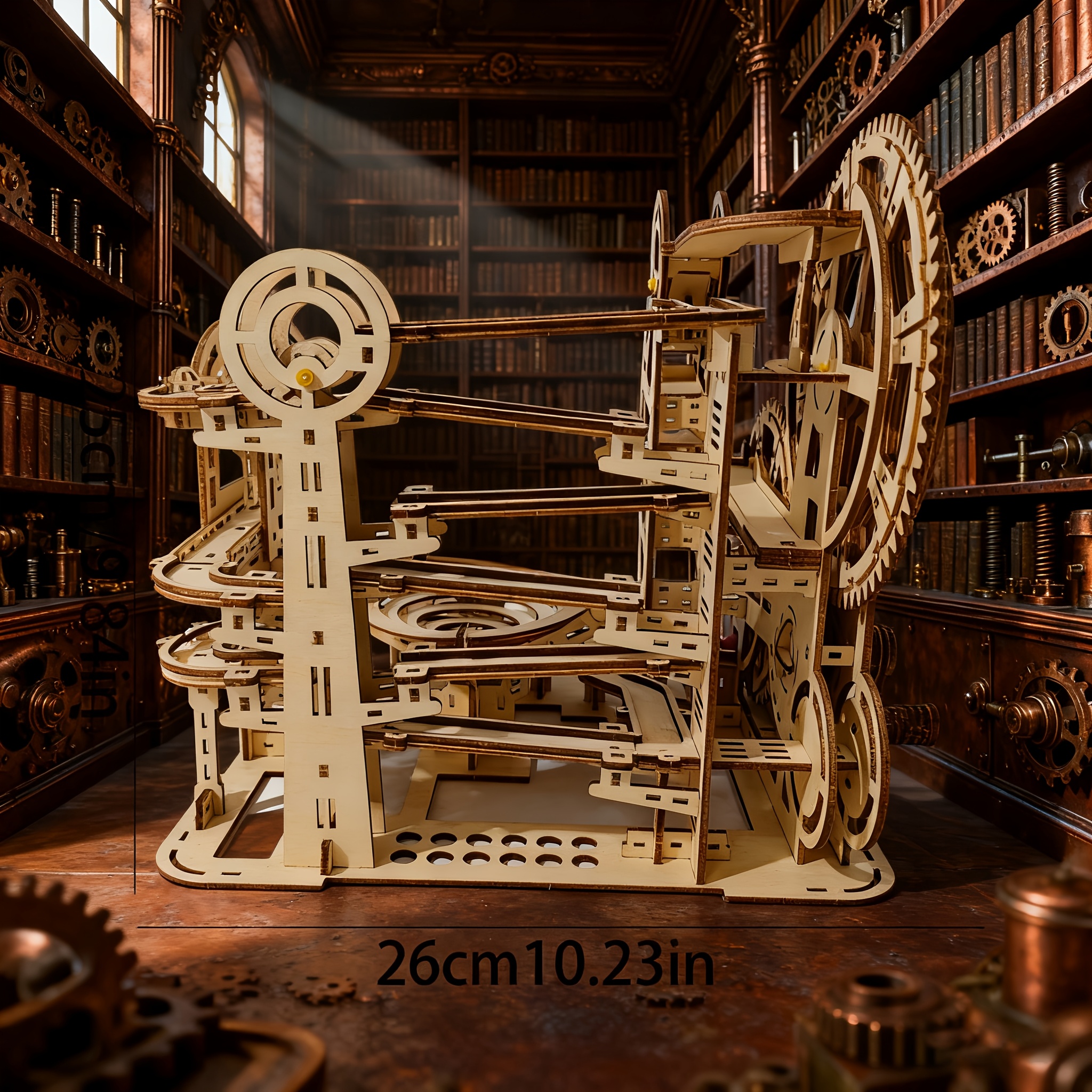 Image of 3d Wooden Mechanical - Marble- Gravity- Goldberg With Wood, Marble Shooting System & Gears & S, , Birthday/christmas/halloween Gift ( Beige)