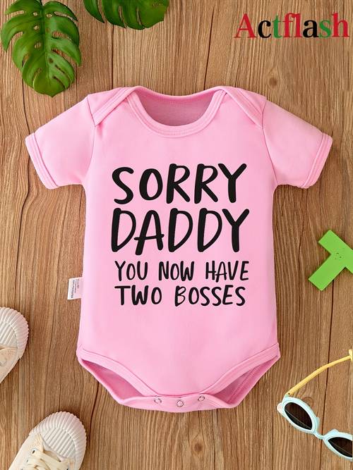 actflash you now have two bosses baby girl onesie funny newborn outfit onesie for girls dad pregnancy announcement gift clothing cozy romper infant outfit new parents outdoor