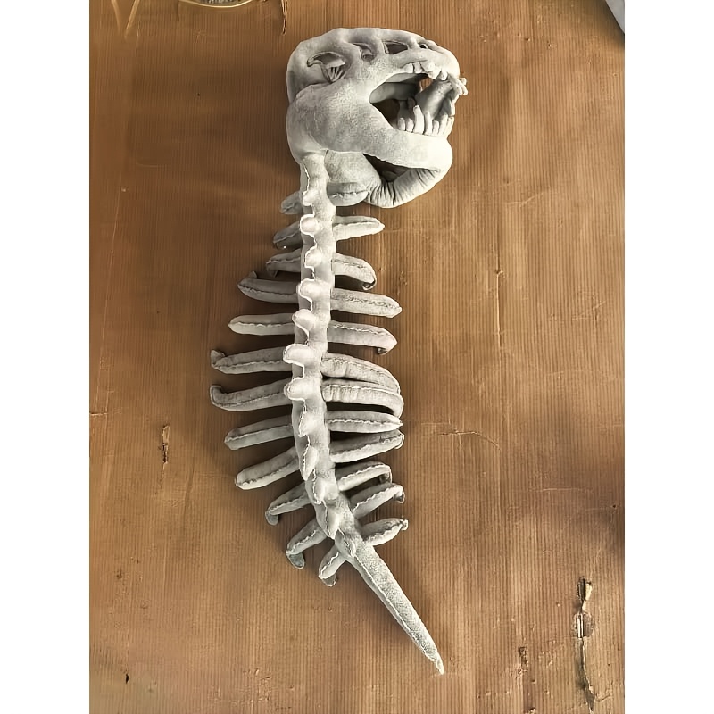 TEMU Coiffe de squelette de dinosaure avec queue vertébrale, Coiffe de crâne de dinosaure en peluche pour Halloween, Accessoires de déguisement pour