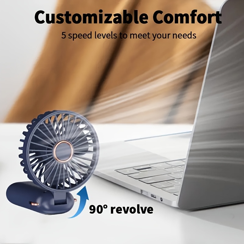   portable handheld fan with led display usb rechargeable mini folding neck fan high speed desktop stand fan for office dorm outdoor travel camping polished plastic finish remote control indoor outdoor use details 6