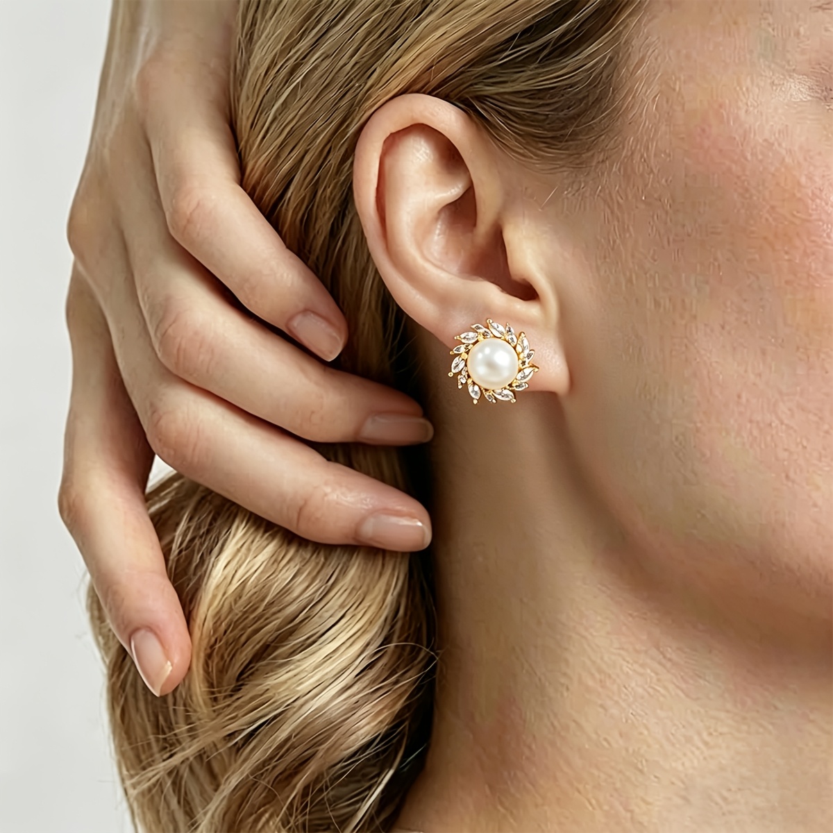 Image of 2d Flat - A Pair Of Pearl Earrings, 8-9mm White Flat Round Freshwater Cultured Pearl Earrings, Ideal For Daily Wear And Gifting. Pearl Shape And Color Are , May From Images