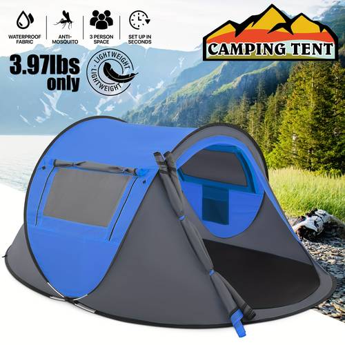 up tent 2 person for camping waterproof outdoor up automatic family travel tent 2 doors and side windows instant easy up beach tent with carry bag