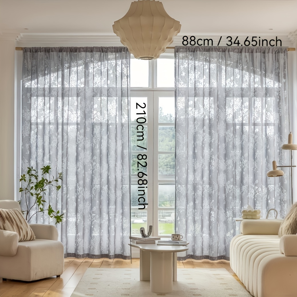 TEMU 2pcs (bright Jacquard Finished Curtain Suitable For Living Room, Balcony, Bedroom, Home Office, Rod Type, )