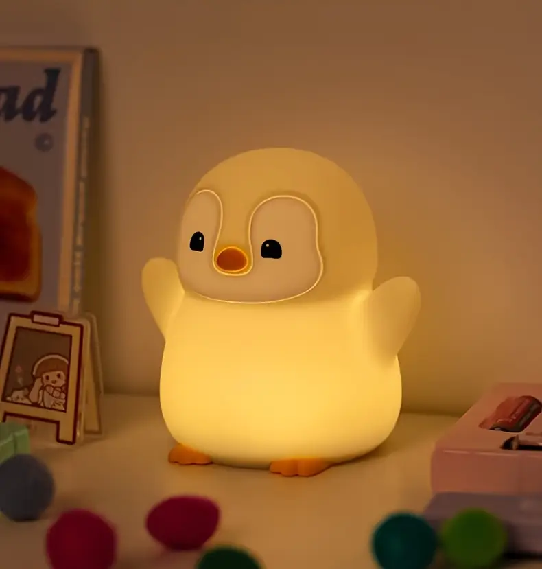 1pc penguin night light sleep companion bedside lamp with sensor christmas gift with data cable for bedroom living room dining table decoration holiday and birthday present Product details 1