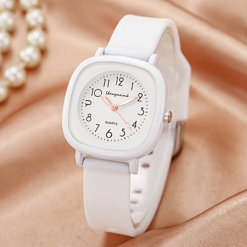1pc luxury round watch for women with silicone strap a quartz watch perfect as a holiday gift for