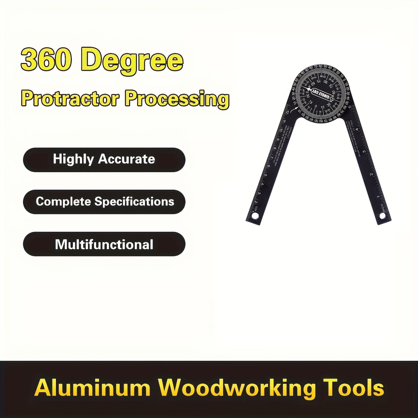 

Protractor Graduator Angle Gauge Diy Angle Square 360 Degree Angle Gauge Woodworking Aluminum Alloy Measuring Tool