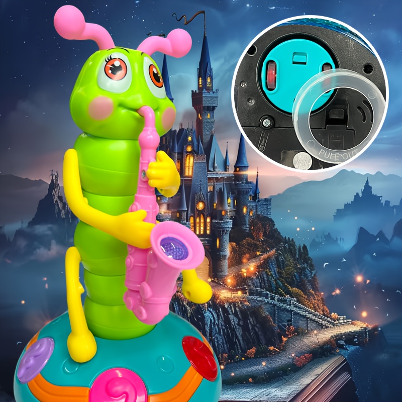 interactive twisting worm saxophone toy with dancing music colorful lights educational safe abs material 6 colors white no batteries needed christmas halloween gift for kids kid toy design durable construction preschool children early childhood education sturdy construction young children best for christmas Product details 3