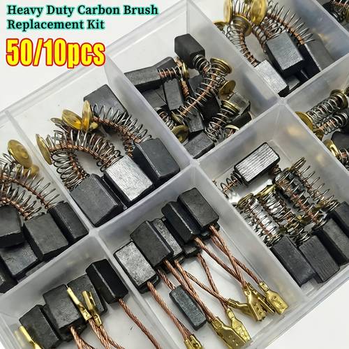 Artikelbild 50 stück/10 stück (packung mit 10) hochleistungs-kohlebürsten mit metallbasis für bohrmaschinen, schleifer, winkelschleifer, motoren, tischsägen, bohrmaschinen - motorreparaturteile, langlebige motorwartung für heimwerker & diy