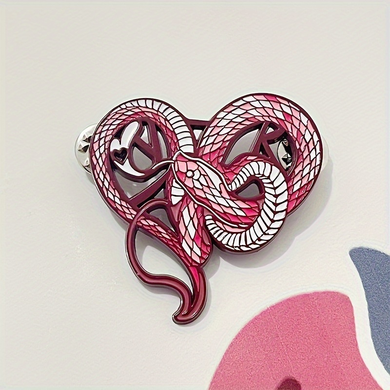 Gothic Punk Snake Heart Enamel Pin - Colorful Love Brooch For Halloween &amp; Dark Parties, Unique Alloy Accessory Gift Halloween Jewelry Goth Jewelry