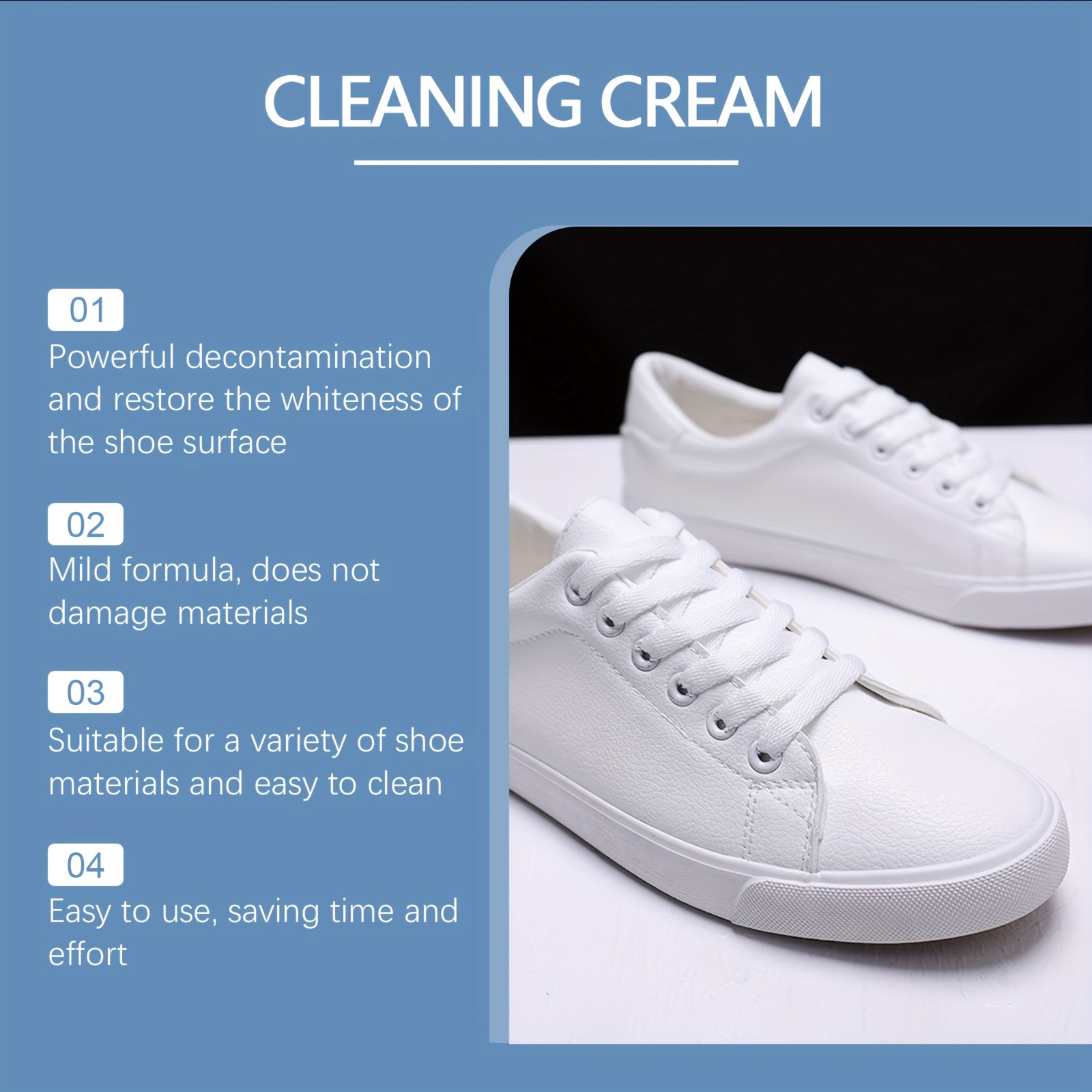 1 -purpose white sneaker cleaning cream gel with   - residue-free, restores  , suitable for   shoe materials, enhances   &  , <1l capacity details 1