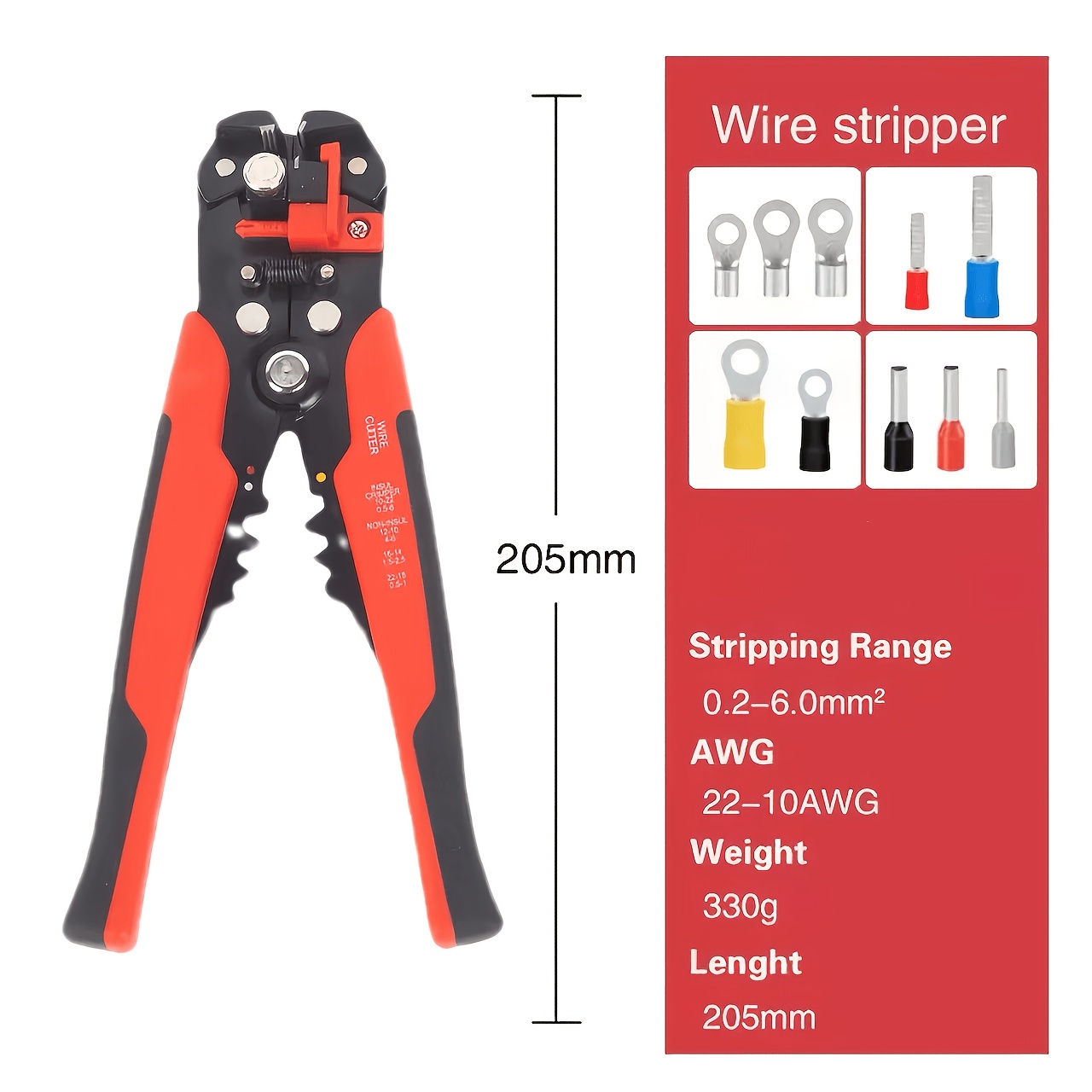 TEMU Professional Electrician Wire Stripper- Multi-functional, 24-10awg Range, Quick Stripping Cutting Crimping Tool, Anti-slip Grip Design, Suitable