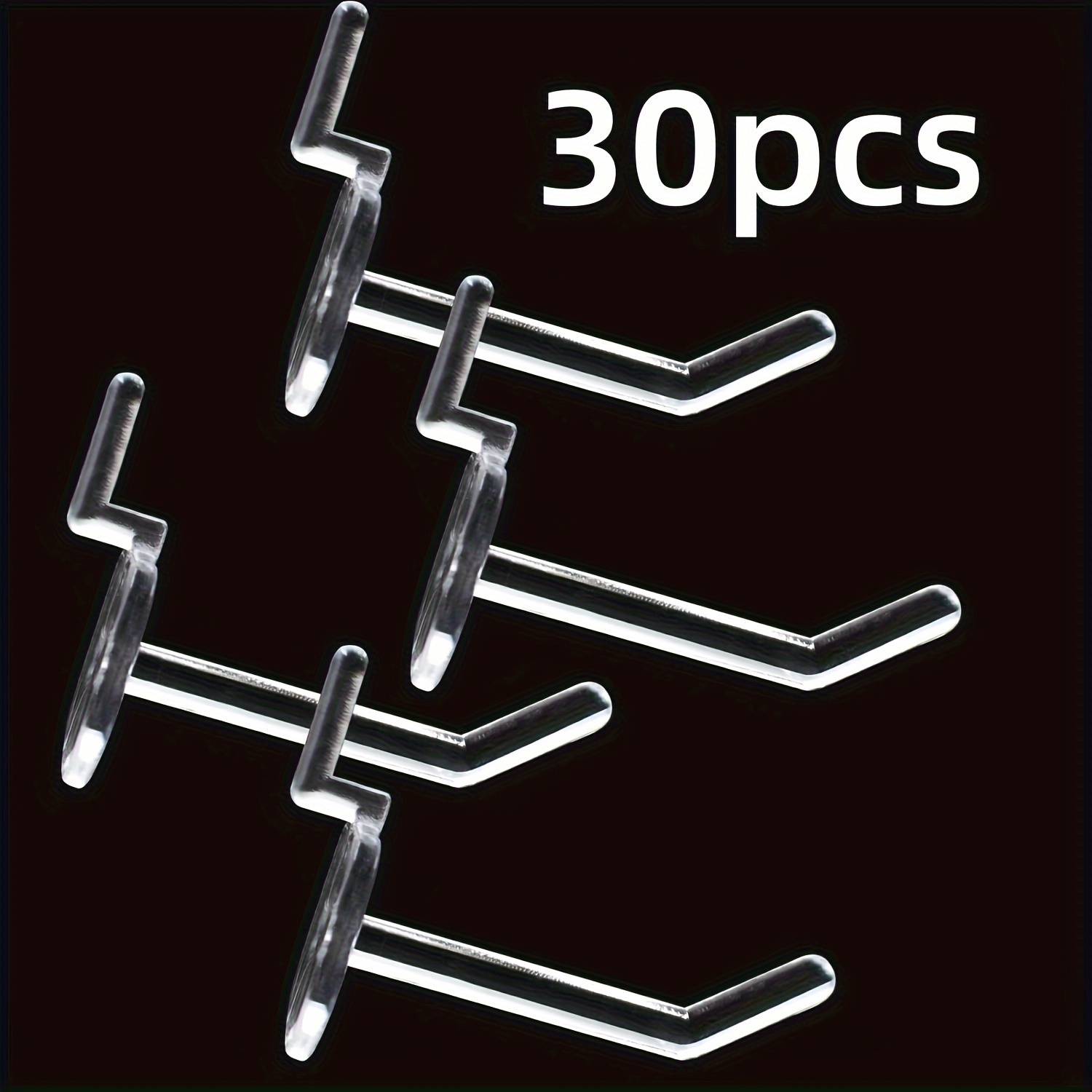 30pcs Clear Plastic Pegboard Hooks, Unfinished Transparent Shelf Hangers For Storage Organization, Kitchen Organizers And Storage