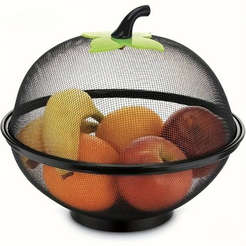 2pcs set heavy duty metal fruit basket with mesh cover rust proof design airflow ventilation and hanging holes durable metal structure suitable for kitchen camping picnic christmas decoration reusable storage organizer suitable for fruits