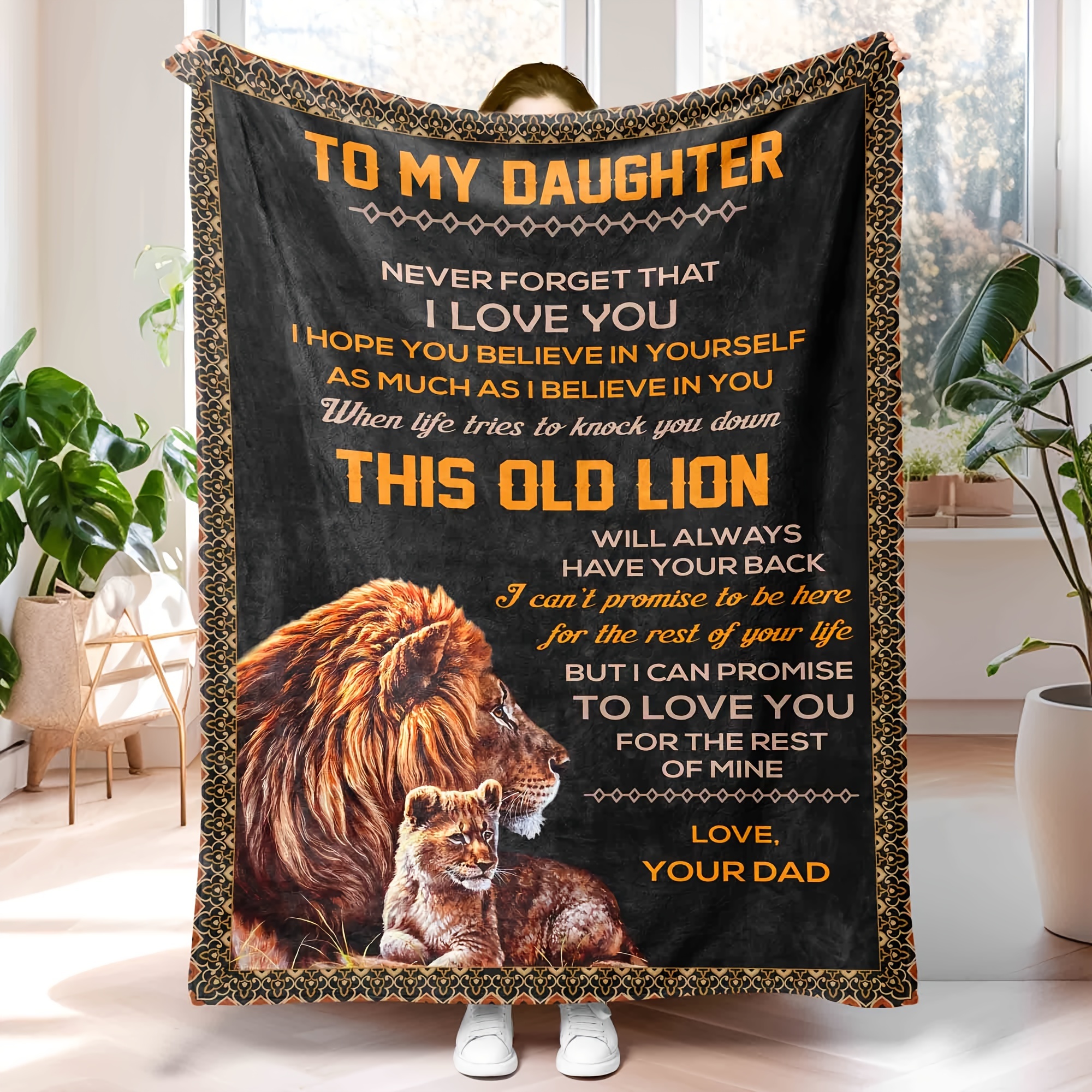 

1pc Daughter Blanket From Dad, Birthday Gifts For Daughter From Dad, Adult Daughter Lion Throw Blanket, To My Daughter Lion Blanket Gifts From Dad (lion, 50x60in)