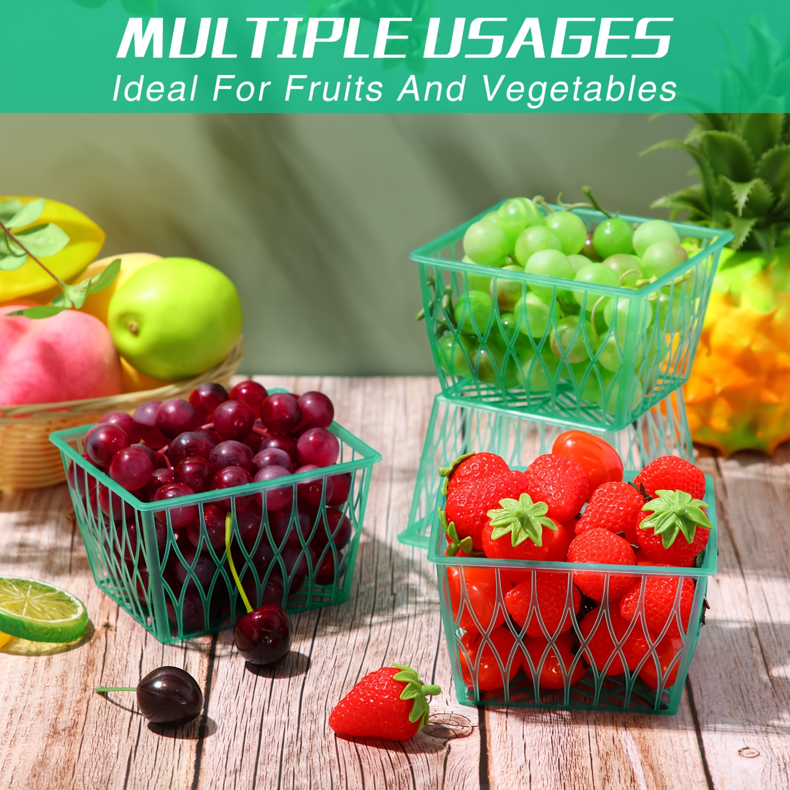 ★TOUT Y EST★ Rica Mini Basket Apple Green BOBBAVS549GR000 Walmart Green Molded Pulp Fiber 1.5 Quart Fruit & Veggie