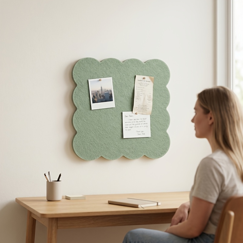 TEMU 1pc Cloud-shaped Felt Bulletin Board, 15.75 X 15.75 Inches, Wave Cork Board Substitute, Self-adhesive Bulletin Board, Foldable Decorative Felt