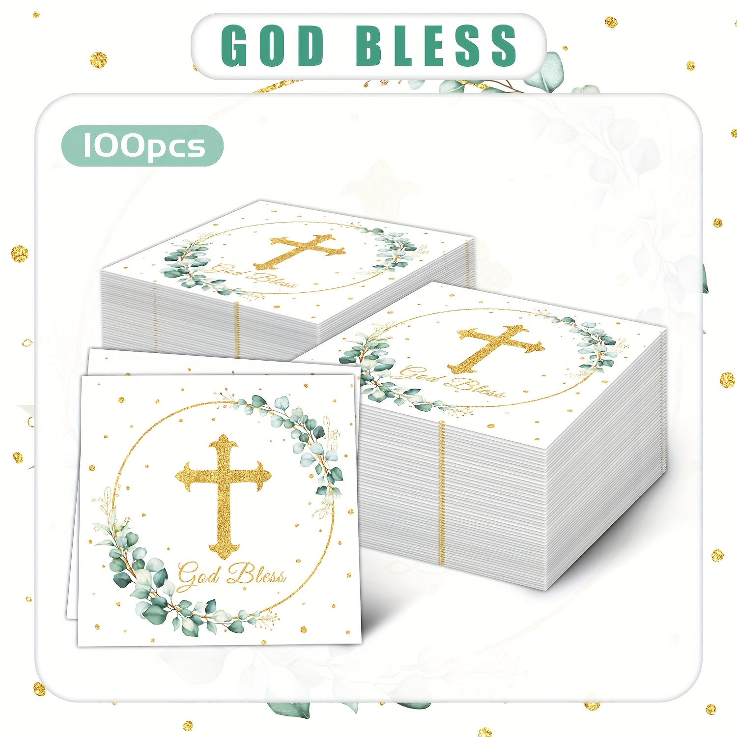 Image of 20\100pcs Cross Napkins For Easter Party, Baptism, First Communion, Christening Decorations (6.4 X 6.4in) For Halloween、christmas