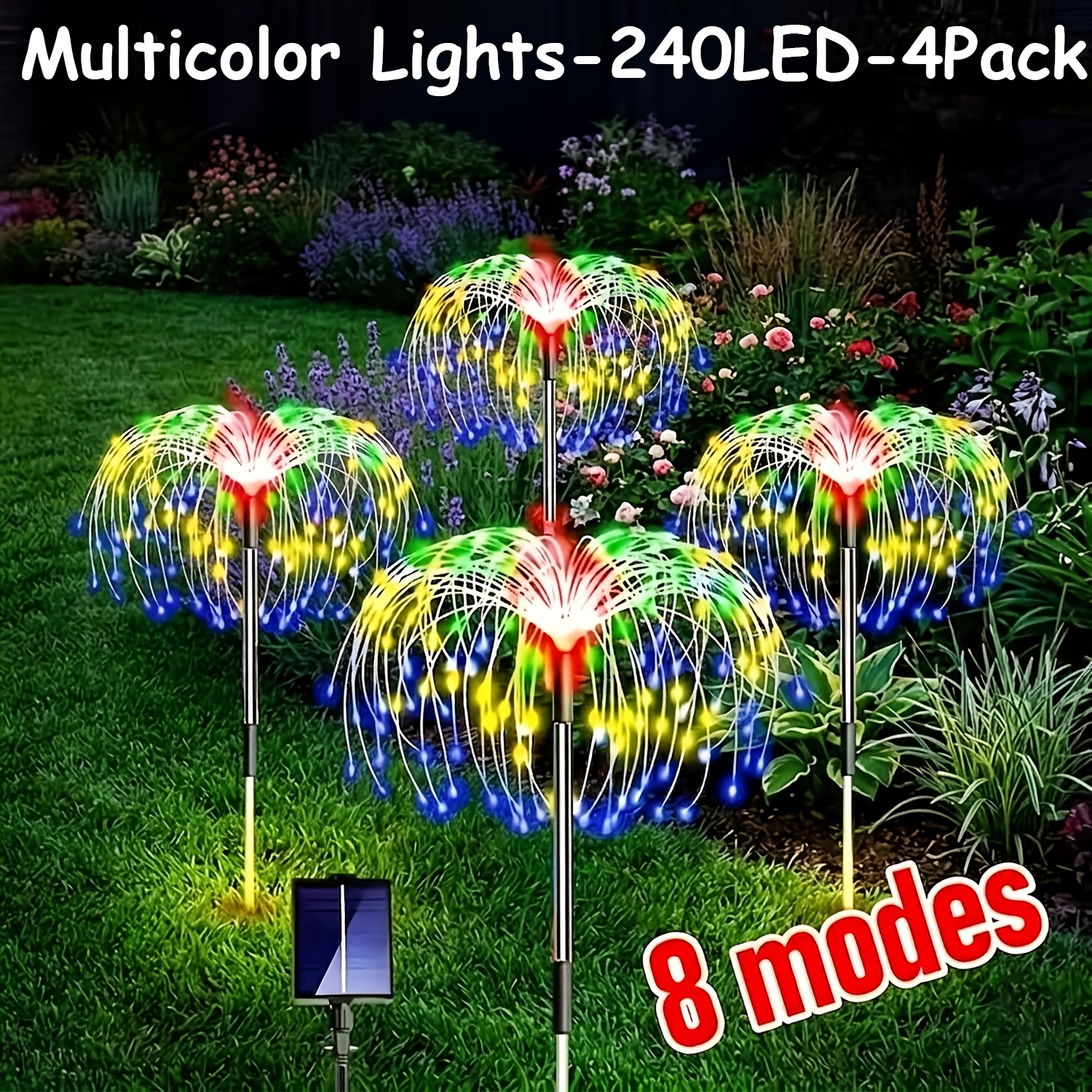 TEMU 6pack 480led 4pack320/240led 1pack60led Garden Decor Outdoor Lights, Ip65 Solar Garden Lights For Christmas Outside Fairy Firework Decorative,