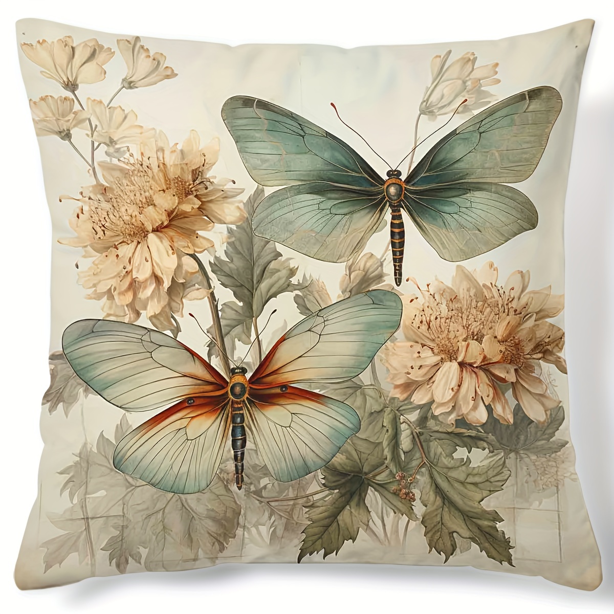 

1pc, Digital Printed Pillowcase With Floral And Butterfly Pattern