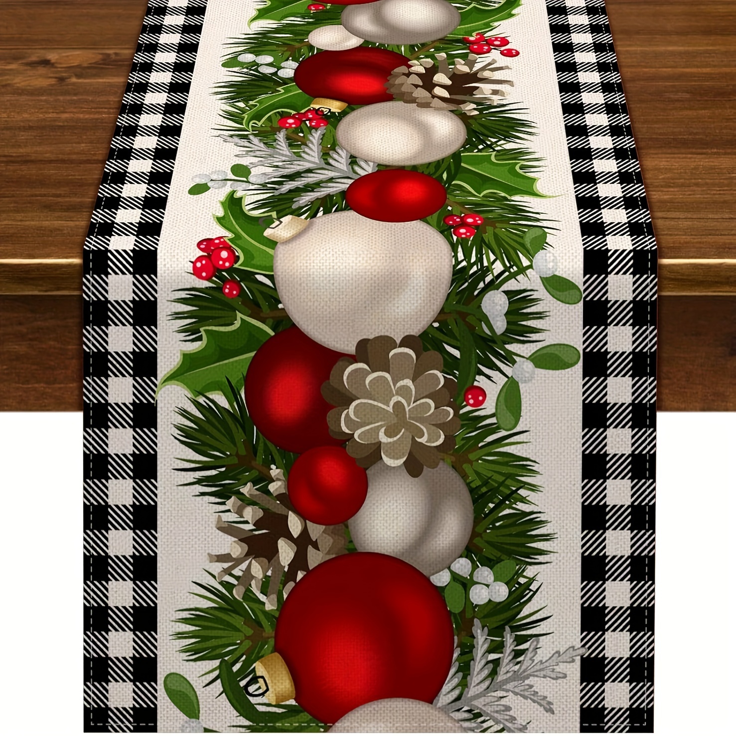 

[top-] Christmas Table - 72" Long, Check , For Dining Decor