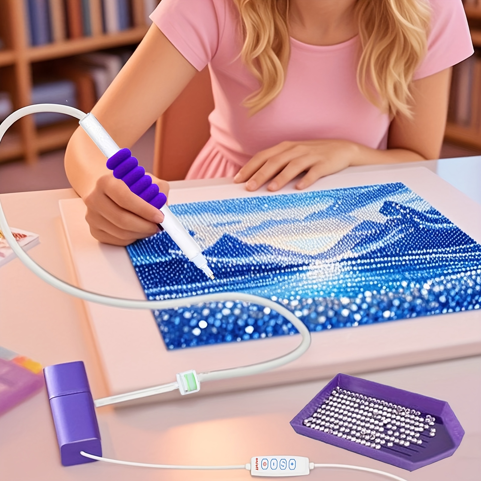 set de lápiz de pintura de diamantes al vacío - herramientas de dibujo de diamantes, set de lápiz de dibujo de diamantes para   | set de lápiz de pintura de diamantes al vacío - kit de herramientas de pintura de diamantes y uñas, bandeja de almacenamiento,   para crear diseños intrincados