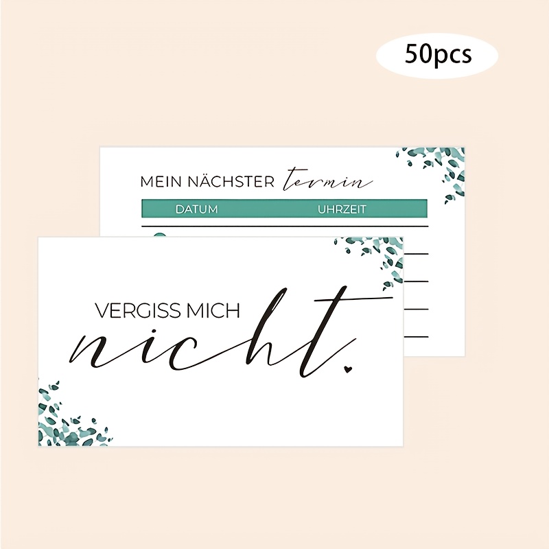 TEMU 50 Stück Deutsche Terminkarten, Friseursalon Erinnerungskarten, 9 x 5,4 cm 3,54 x 2,13 Zoll, Geeignet für Nagelstudios, Pediküre, Massagepraxen,