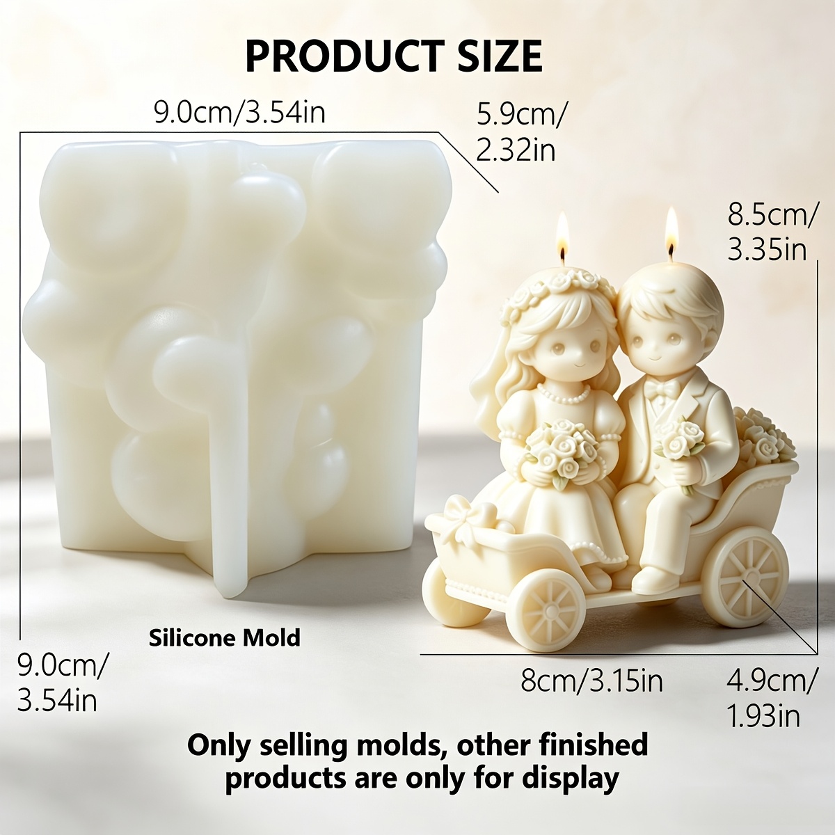 TEMU Candle Mold, Wedding Couple Carriage Silicone Aromatherapy Candle Mold, Reusable Craft Mold For Resin Gypsum Clay Wax, Scented Candle Ornament