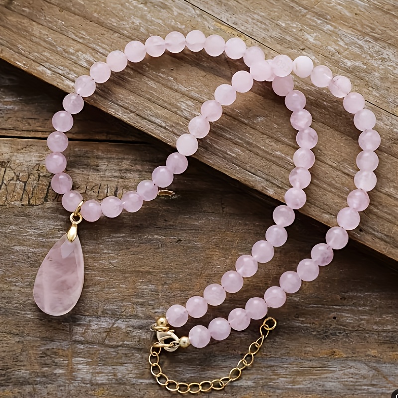 E-shop Elegante Natürliche Rosenquarzhalskette für Damen – Neu 2025, Geeignet für jeden Anlass: Ein perfektes Geschenk zum Muttertag, Valentinstag,
