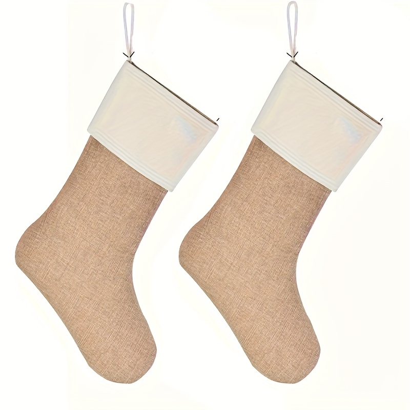 TEMU 1/3/5pcs Burlap Christmas Stockings Fireplace Hanging Stockings Decoration Stockings For Christmas Decoration