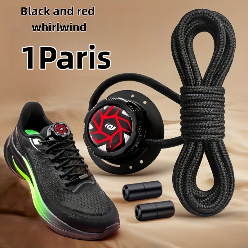 2pcs (1 Pair) All-new Upgraded No-tie Shoelace Rotary Buttons - Upgraded Reinforced Design - Black And White Optional/unisex - Pre-assembled