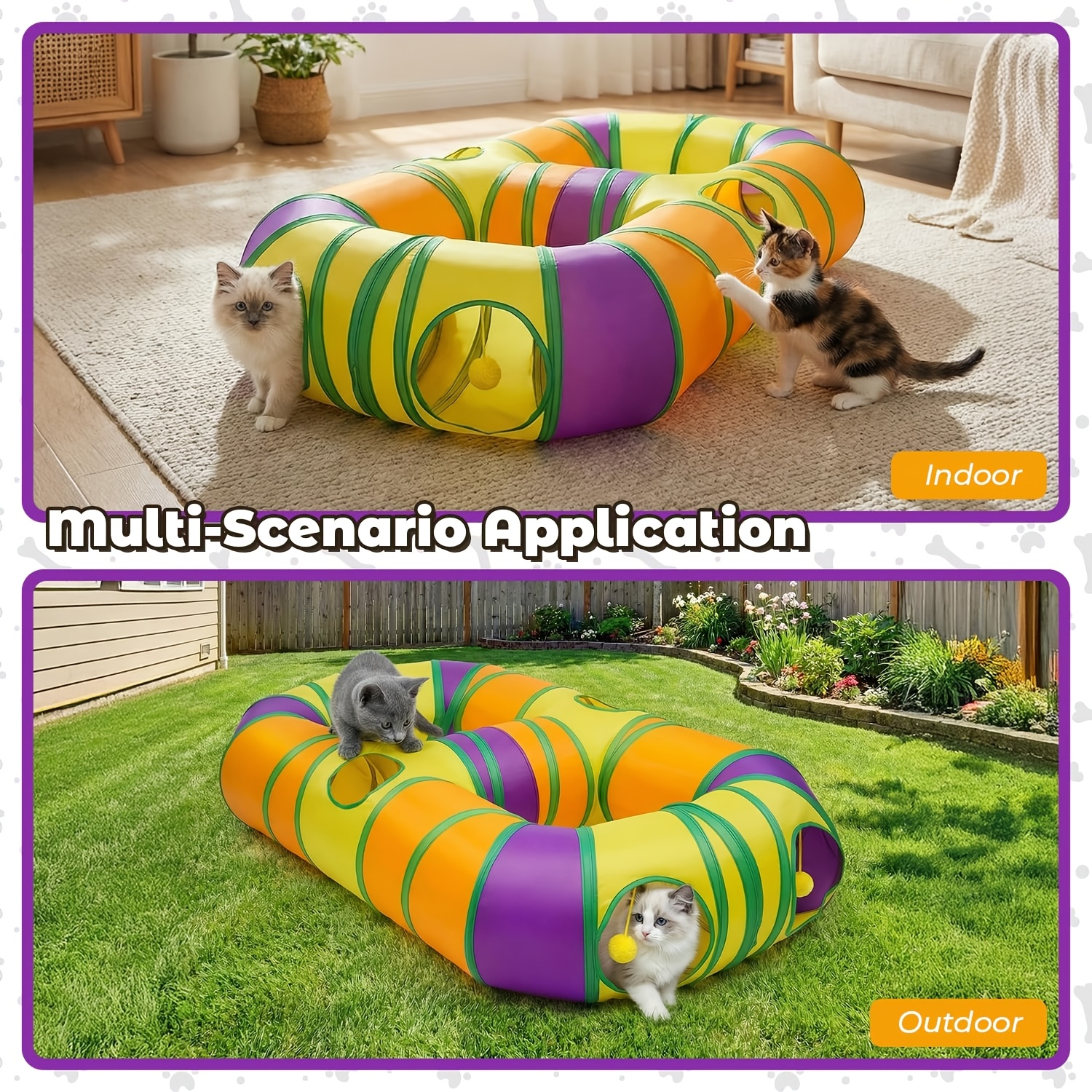 large collapsible play   for indoor cats featuring a maze design with hanging pom poms and interactive   suitable for kittens puppies rabbits   and guinea   Product details 5