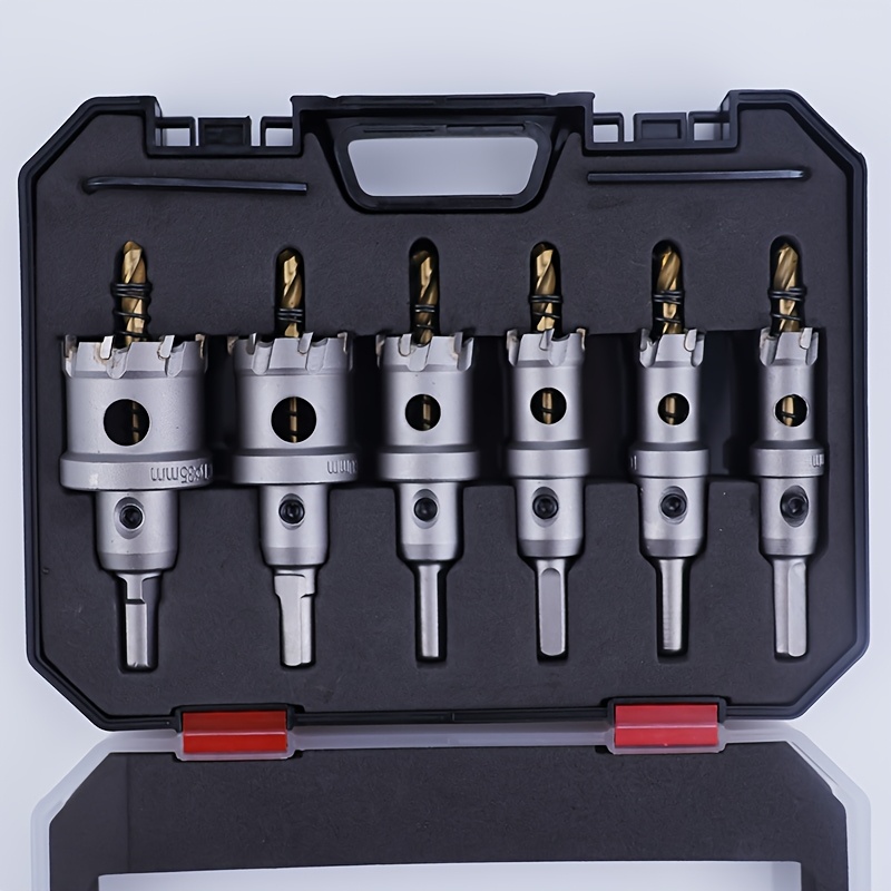 8pcs Set / 16mm, 18mm, 20mm, 25mm, 30mm, Metal Carbide Kit - Heavy Duty Tct Hole Cutter Drill Bit Set With Pilot And L Wrench For // | Metal |