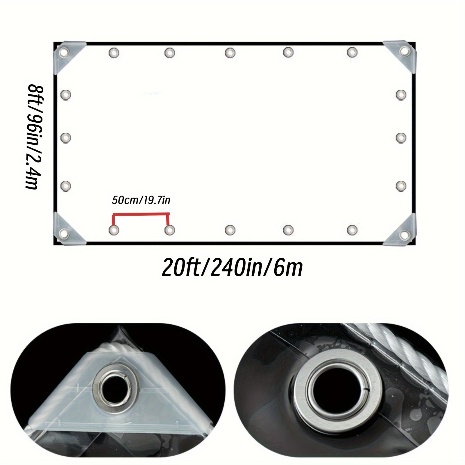 TEMU Extra-thick Clear Tarp 20 , -proof, Heavy-duty Transparent Pvc Tarpaulin - Windproof And Dustproof, Tear-for A Of Outdoor And Indoor Protection