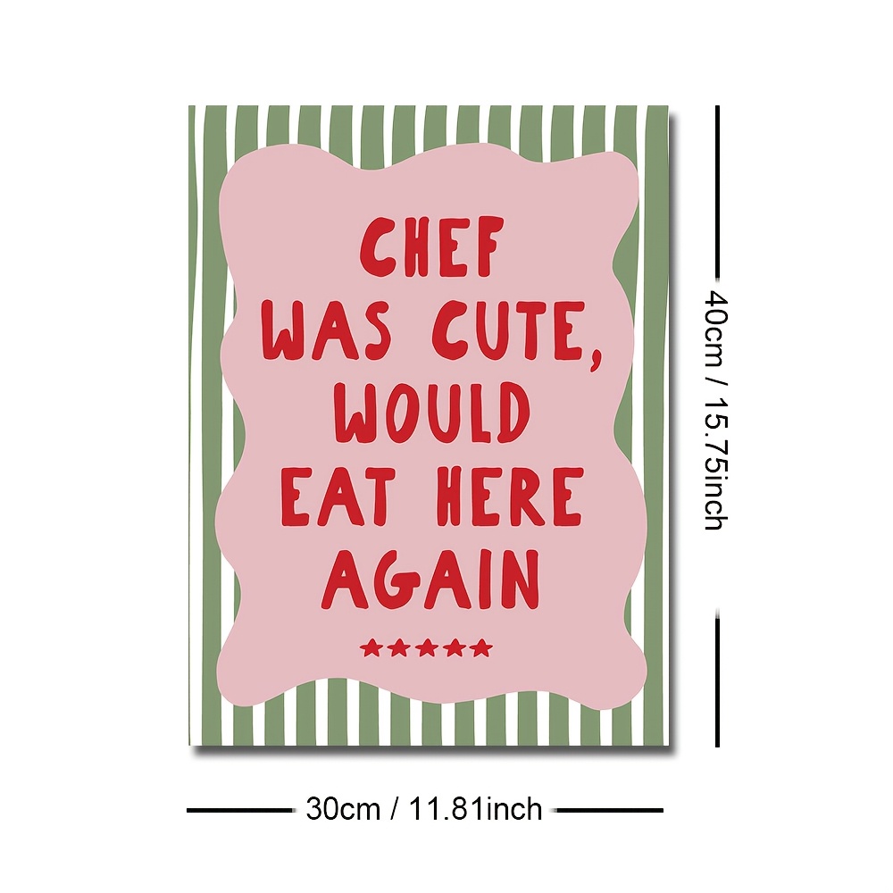 E-shop 2D Flach, 1 Stück "Der war süß, würde wieder essen" Minimalistisches Modernes Vertikales Lettering - Lustige Food Typografie Kunstdruck, Süßer