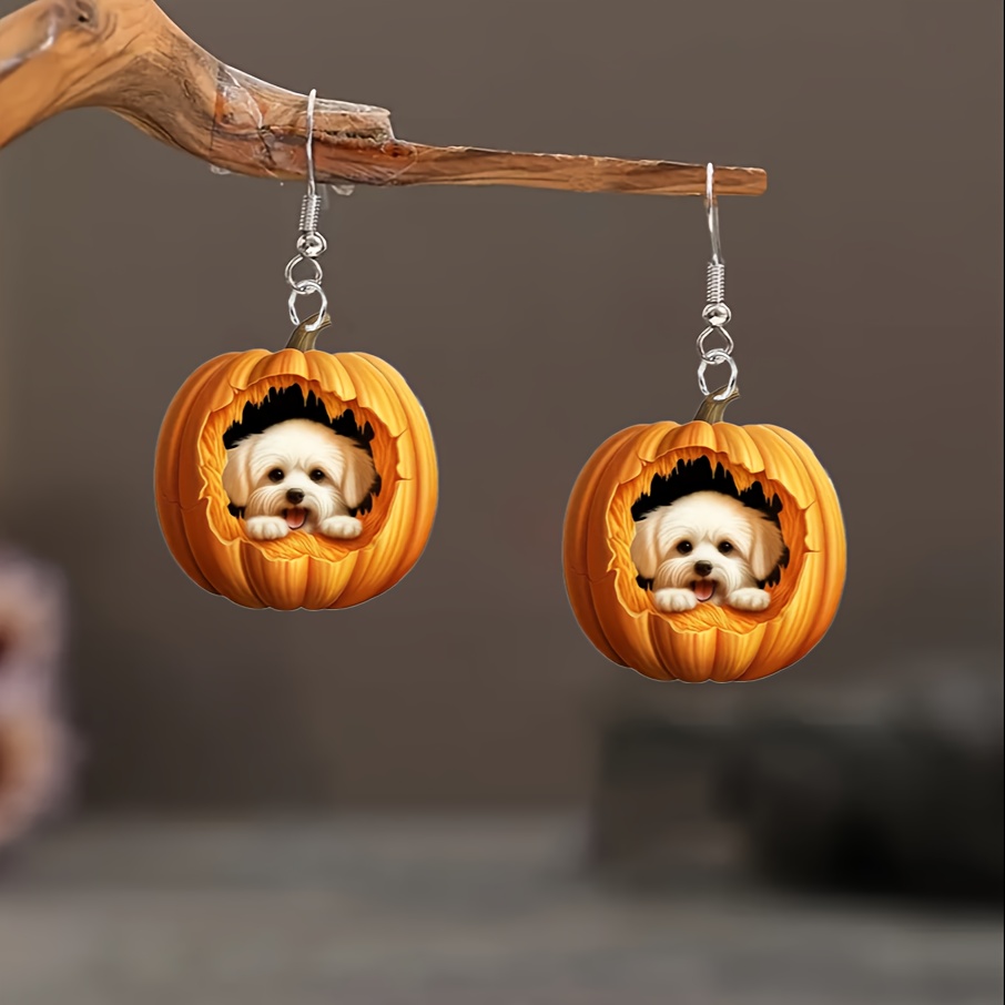 

Pumpkin Drop Dangle Earrings, Fashionable 2d Acrylic No-plating Elegant & Cute Jewelry Accessory, Ideal For Casual Wear & Gift-giving, All-season Charming Party Earrings For Women