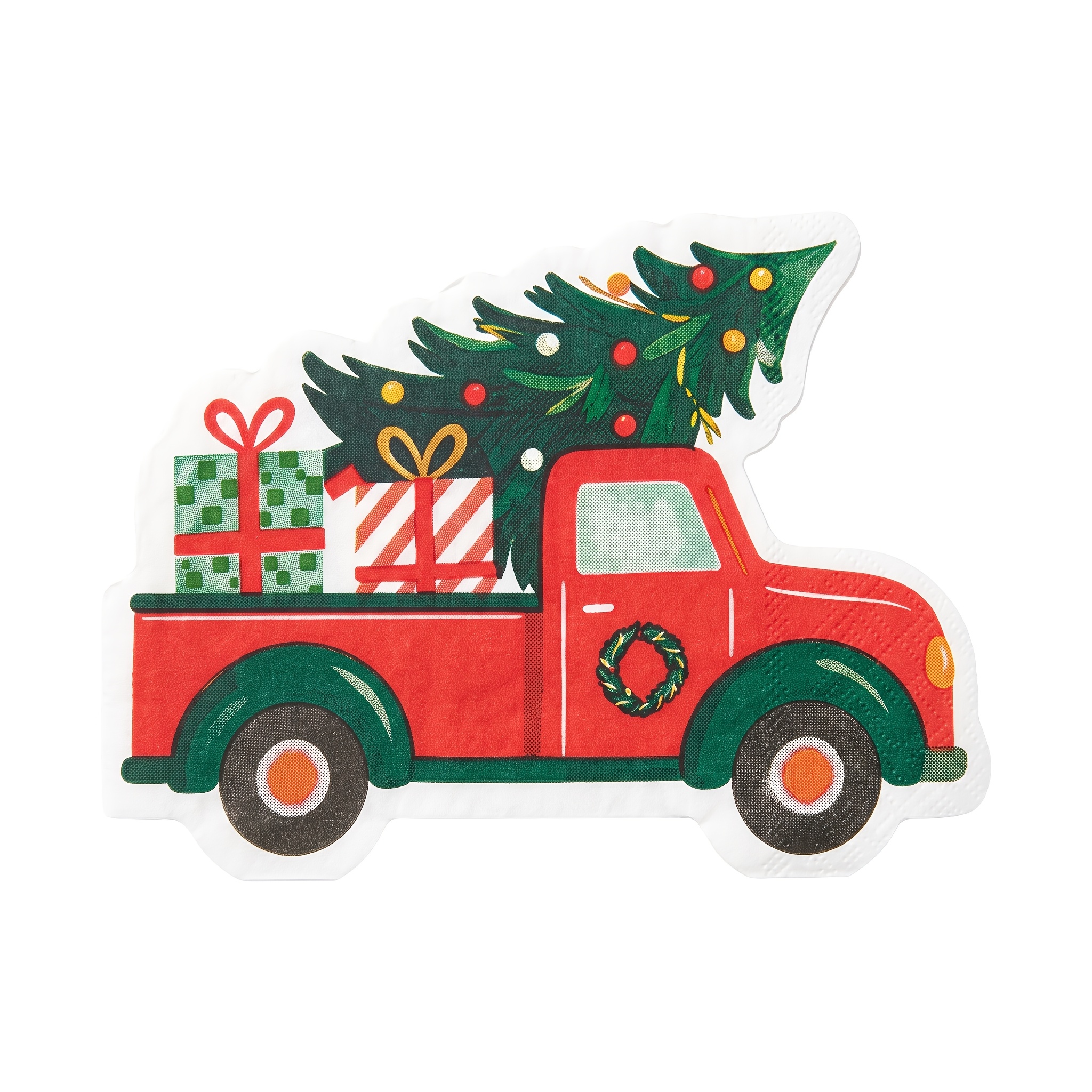 TEMU Set da 16 tovaglioli con camioncino vintage adatti per albero di Natale e feste, fazzoletti usa e getta con decorazioni da a tema camion per