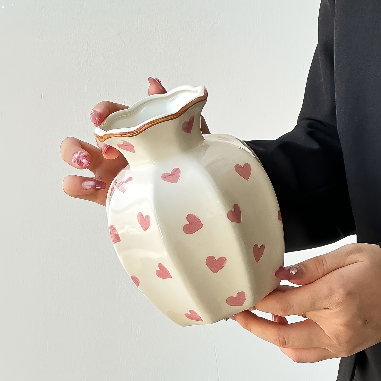 Image of 1pc Minimalist Modern Romantic Warm Rustic Hand- Ceramic Vase For Living Room, Dining Room, Bedroom, Study, Or Decoration