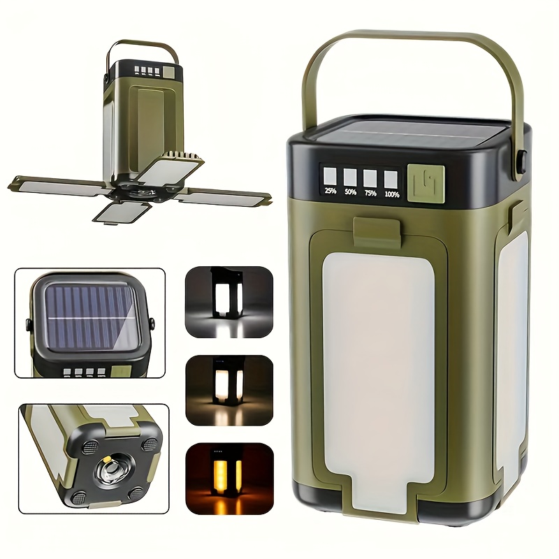 portable rechargeable solar camping light rechargeable flashlight six lighting   portable hanging tent light six lighting   foldable clover led floodlight suitable for camping hiking traveling fishing emergency   gifts