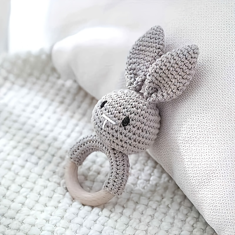 Handmade Rabbit Rattle Toy with Built-In Bell