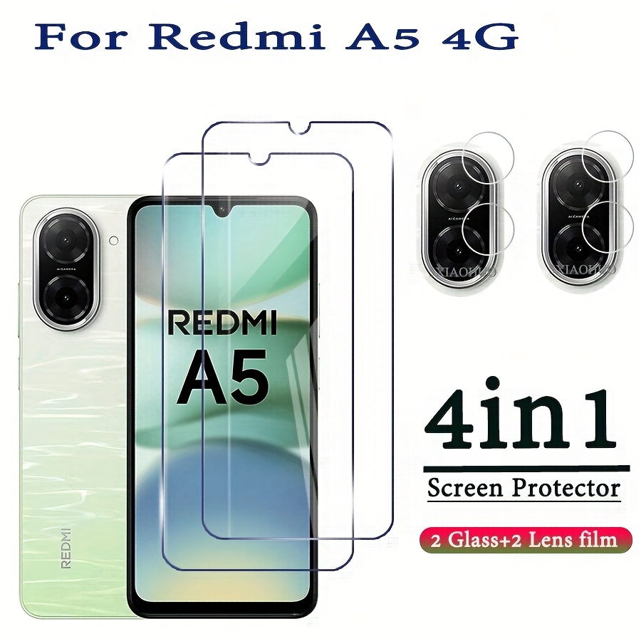 4 In 1 For Redmi A5 4g Tempered Glass High Definition Screen Protector, 2+2 Camera Lens Film, , , , , Mobile Phone Additions