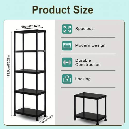 sturdy 4 5 tier plastic storage shelf basement organizer ideal for gardening tools book storage matte end outdoor use resistant to sun and for the environment utility shelves