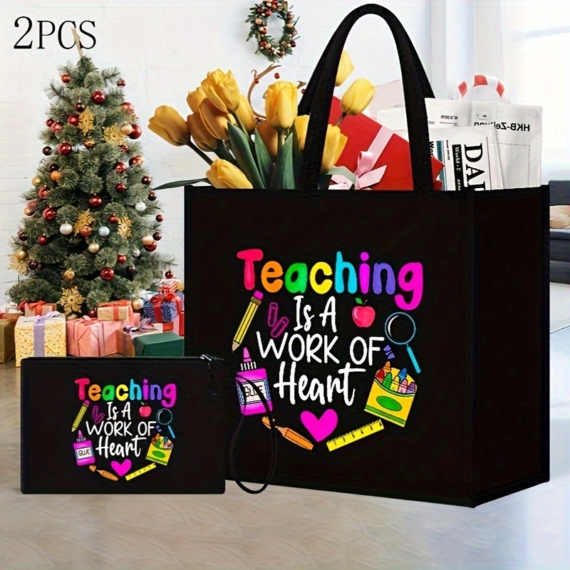 

2- Set "teaching Is A " , , , , Portable Cosmetic Bag