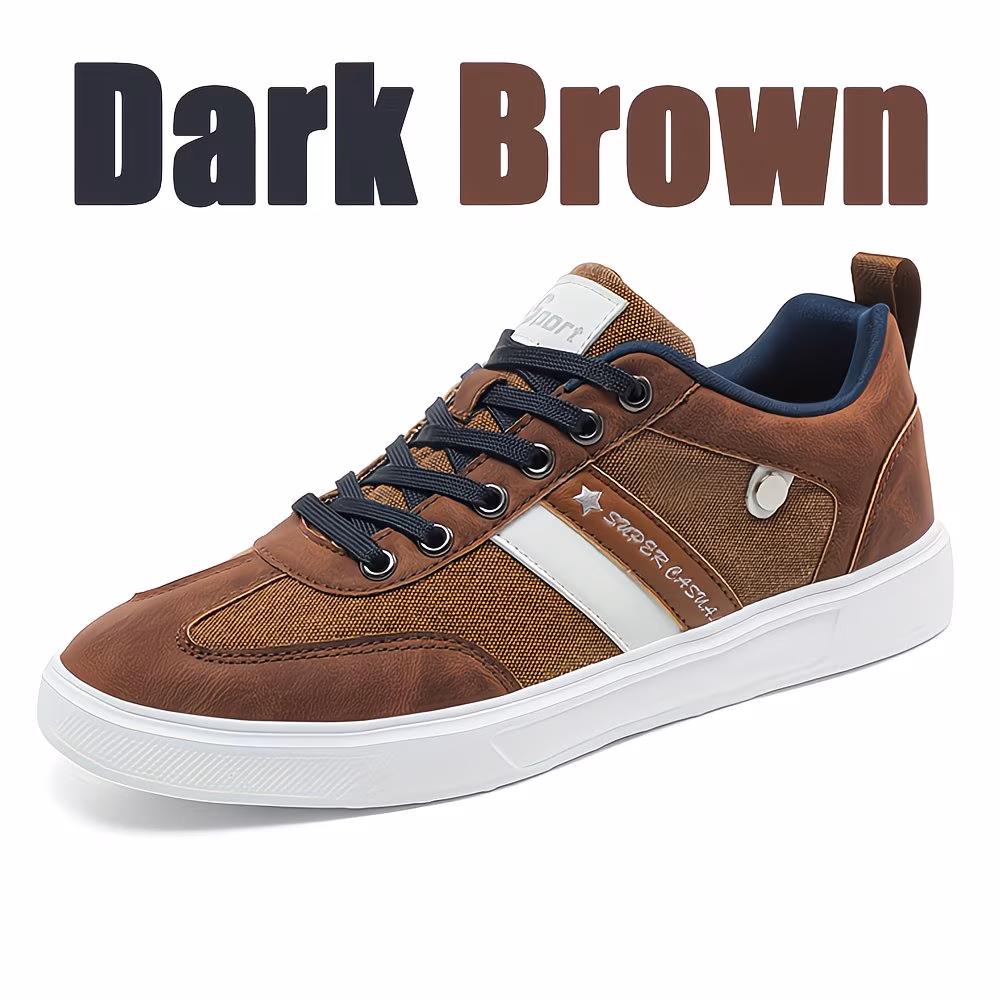 chaussures es r tro pour hommes respirantes semelle confortable chaussures de skate style avec en pu toile lacets es toutes cn40 marron fonc 12